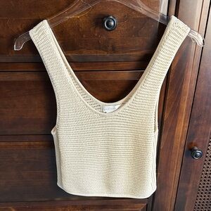 HOUSE OF HARLOW 1960 Open Knit Tank Top/Camisole Cream SIZE XS NWOT